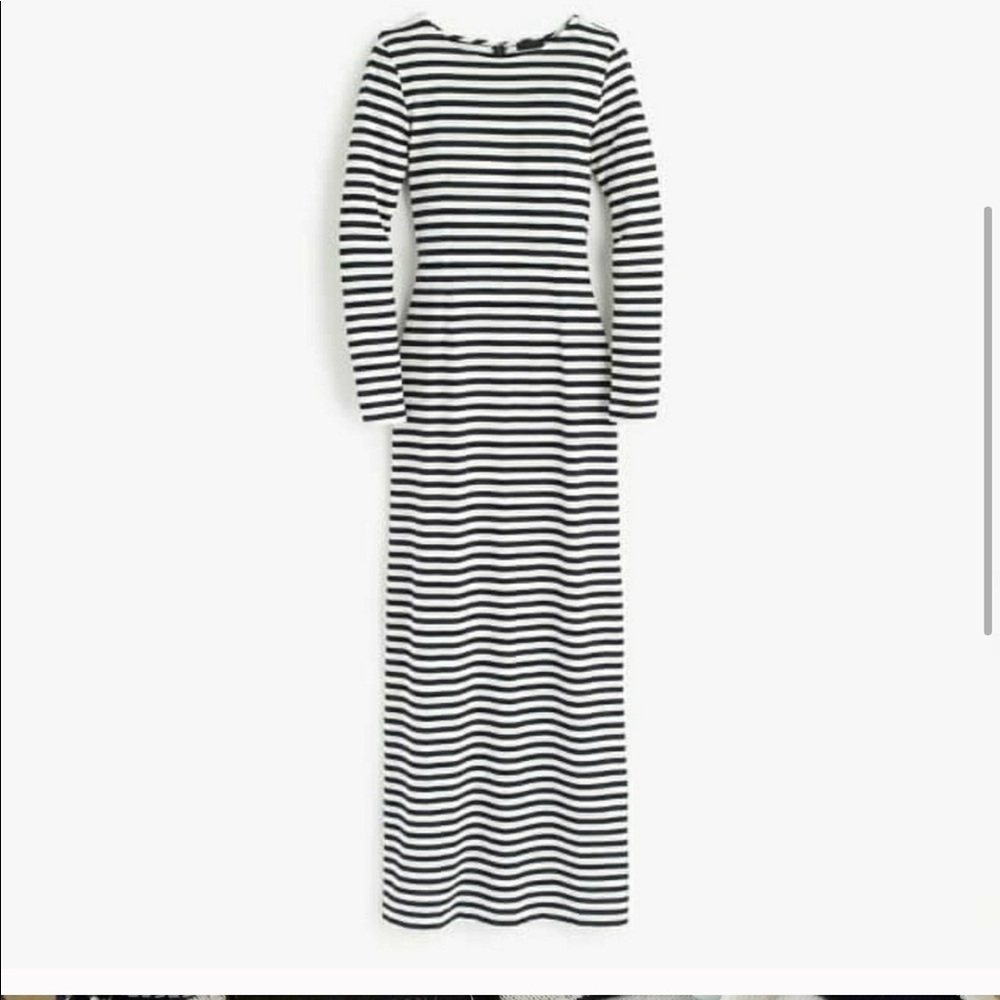 J.Crew Long Sleeved Navy Striped Maxi Dress